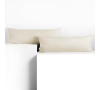 DecoKing Lot de 2 taies d'oreiller 40 x 200 cm en 100% Coton Peigné Jersey avec Fermeture Éclair Ecru Amber