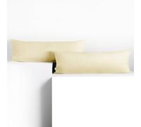 DecoKing Lot de 2 Taies d'oreiller 40 x 200 cm Jersey 100% Coton Peigné Fermeture Éclair Ivoire Amber