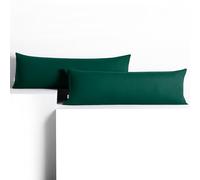 DecoKing Lot de 2 Taies d'oreiller 40 x 200 cm Jersey 100% Coton Peigné Fermeture Éclair Vert Bouteille Amber