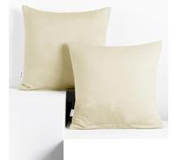 DecoKing 2 Taies d'oreiller 40x40 cm en 100% Coton Peigné Jersey Fermeture Éclair Beige Amber