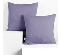 DecoKing Lot de 2 taies d'oreiller, 40 x 40 cm, en Jersey 100% Coton peigné, avec Fermeture éclair, Lavande et Ambre