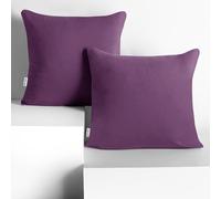 DecoKing Lot de 2 taies d'oreiller 40 x 40 cm en Jersey 100% Coton peigné avec Fermeture éclair Prune Ambre