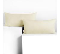 DecoKing Lot de 2 Taies d'oreiller 40 x 80 cm Jersey 100% Coton Peigné Fermeture Éclair Beige Amber