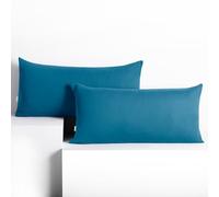 DecoKing Lot de 2 Taies d'oreiller 40 x 80 cm Jersey 100% Coton Peigné Fermeture Éclair Bleu Amber