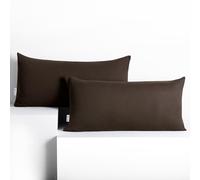 DecoKing 2 Housses de Coussin 40x80 cm en 100% Coton Peigné Jersey Fermeture éclair Marron Ambre