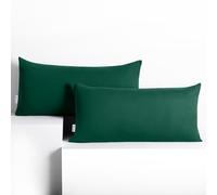 DecoKing Lot de 2 taies d'oreiller 40 x 80 cm en Jersey 100% Coton peigné avec Fermeture éclair - Vert Bouteille - Ambre