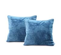 DecoKing Lot de 2 taies d'oreiller 45 x 45 cm Microfibre avec Fermeture éclair en Polaire Bleu foncé
