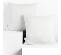 DecoKing Lot de 2 taies d'oreiller 50 x 50 cm en Jersey 100% Coton peigné avec Fermeture éclair - Blanc Ambre