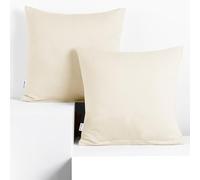 DecoKing Lot de 2 Taies d'oreiller 50 x 50 cm Jersey 100% Coton Peigné Fermeture Éclair Ecru Amber