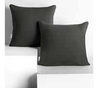 DecoKing 2 taies d'oreiller 50 x 50 cm en 100% Coton Peigné Jersey Fermeture éclair Graphite Ambre