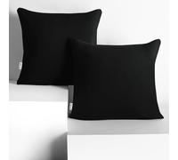 DecoKing Lot de 2 Taies d'oreiller 50 x 50 cm Jersey 100% Coton Peigné Fermeture Éclair Noir Amber