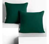 DecoKing Lot de 2 Taies d'oreiller 50 x 50 cm Jersey 100% Coton Peigné Fermeture Éclair Vert Bouteille Amber