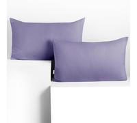 DecoKing 2 taies d'oreiller 50 x 60 cm en 100% Coton Peigné Jersey Fermeture éclair Lavande Ambre