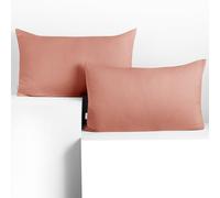DecoKing Lot de 2 taies d'oreiller 50 x 60 cm en 100% Coton Peigné Jersey Fermeture Éclair Saumon Ambre