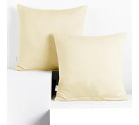 DecoKing Lot de 2 taies d'oreiller 80 x 80 cm en 100% Coton Peigné Jersey avec Fermeture Éclair Crème Ambre