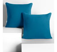 DecoKing Lot de 2 Taies d'oreiller 80 x 80 cm Jersey 100% Coton Peigné Fermeture Éclair Bleu Amber