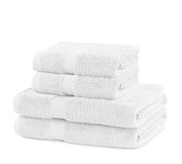DecoKing Lot de 4 serviettes en coton de qualité 525 g/m² - 2 serviettes de toilette de 50 x 100 cm et 2 serviettes de bain 70 x 140 cm - Blanc absorbant - Marina