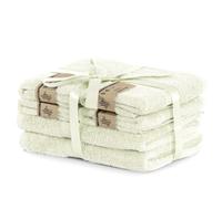 DecoKing Lot de 6 en coton écru 4 serviettes de toilette 50 x 100 cm et 2 serviettes de bain 70 x 140 cm serviettes de douche viscose de bambou absorbante antibactérienne Bamboo Bamby Ivoire Ivory
