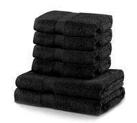 DecoKing Lot de 6 serviettes en coton de qualité 525 g/m² - 4 serviettes de toilette de 50 x 100 cm et 2 serviettes de bain 70 x 140 cm - Noir - Absorbant - Marina