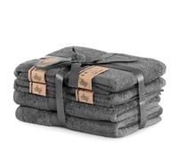 DecoKing Lot de 6 serviettes Graphit en coton 4 serviettes de 50 x 100 cm et 2 serviettes de bain de 70 x 140 cm Serviettes de douche en bambou viscose absorbantes antibactériennes Bamboo Bamby gris