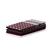 DecoKing Louie Lot de 3 torchons de Cuisine avec Crochet de Suspension 100% Coton 50 x 70 cm, Coton, Bordeaux et Noir, 3er Set