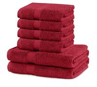 DecoKing Marina Lot de 6 serviettes de toilette en coton de qualité 525 g/m² - 4 serviettes de toilette de 50 x 100 cm et 2 serviettes de bain de 70 x 140 cm - Rouge foncé, bordeaux, rouge