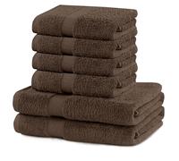 DecoKing Marina Lot de 6 serviettes de toilette en coton de qualité 525 g/m² - 4 serviettes de toilette de 50 x 100 cm et 2 serviettes de bain de 70 x 140 cm - Marron noyer - Absorbant