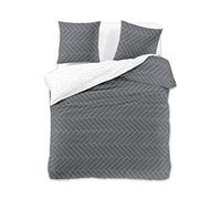 DecoKing Parure de lit Premium 29398-230 x 220 cm - 2 taies d'oreiller de 50 x 75 cm - Motif géométrique - Graphite - Housse de Couette - Coton renforcé - Satin de Coton mako - Double Face -
