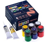 Decola Set De Peinture Pour Vêtement Acrylique 5x20 ml Teinture Textile Résistante Au Lavage En Machine + 2x18 ml De Finition + Diluant | Fabriqué Par Nevskaya Palitra