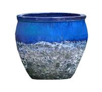 DECOLINES-Cuvier en grès émaillé old bleu Decolines Leon - diamètre 50 x H 49 cm