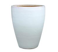 DECOLINES-Jarre en grès émaillé blanc Decolines Littoral - diamètre 38 x H 43 cm