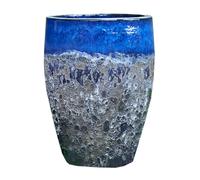 DECOLINES-Jarre en grès émaillé bleu Decolines Leon - diamètre 59 x H 68 cm