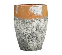 DECOLINES-Jarre en grès émaillé gris/jaune miel Decolines Leon - diamètre 33 x H 44 cm