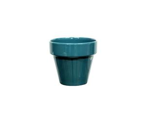 DECOLINES-Pot horticole émaillé de 2,4 L coloris bleu diamètre 19 x H 17 cm