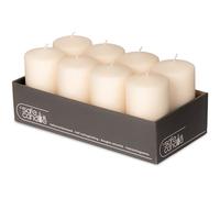 DecoLite Wenzel Kerzen Lot de 8 bougies piliers, 130/70 mm, auto-extinguibles, certifiées RAL, durée de combustion de 61 heures, 100 % fabriquées en Allemagne par Wenzel Kerzen (blanc laine)