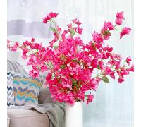 Decolival Lot de 4 Branches de bougainvillier artificielles en Soie - 114,3 cm - pour centres de Table de Mariage, Chemin de Table, décoration d'intérieur (Rose Vif)