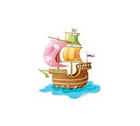 DECOLOOPIO - Sticker Mural Pirate : Bateau Rose - 31 x 35 cm Decoration Pirate pour Chambre d'enfants