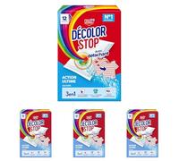 Decolor Stop - 3 en 1 - Avec Detachant - Action Ultime - Evite les Accidents de Decoloration - Assure une Proprete Impeccable - Elimine les Taches Tenaces - x12 Sachets (Lot de 4)