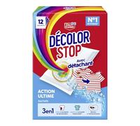 Decolor Stop - 3 en 1 - Avec Detachant - Action Ultime - Evite les Accidents de Decoloration - Assure une Proprete Impeccable - Elimine les Taches Tenaces - x12 Sachets (Lot de 6)