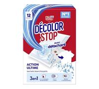 Decolor Stop - 3 en 1 - Avec Detachant - Action Ultime - Sachets Blanchissants - Evite les Accidents de Decoloration - Ravive le Blanc - Elimine les Taches Tenaces - x12 Sachets (Lot de 6)