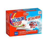 Décolor Stop Action Ultime 2en1 - 12 Sachets - Sachets Anti-Décoloration + Détacheur - Contre les Taches Tenaces & Transfert de Couleurs