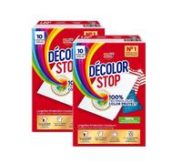 DECOLOR STOP Lingettes Attrape-Couleurs, Empêche le Transfert de Teinture et Restaure la Blancheur, Puissance Anti-Taches, 20 Lingettes (2 Paquets de 10 Lingettes)