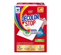 DECOLOR STOP Lingettes Attrape-Couleurs, Empêche le Transfert de Teinture et Restaure la Blancheur, Puissance Anti-Taches, 10 Lingettes