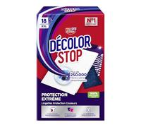 Decolor Stop, Lingettes protection couleurs extreme, protege des degorgements extremes, efficace pour les vetements neufs fonces ou colores, tous programmes textiles et temperatures, x18 lingettes XXL