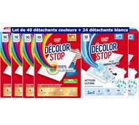 Décolor Stop - Lot de 64 sachets détachants 3en1-40 détachants couleurs + 24 détachants blanc