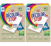 Decolor Stop - Protections Couleurs - Evite les Accidents de Decoloration - Preserve l'Eclat des Couleurs - Tous Programmes Textiles et Températures - Moins de Cycles - Plus d'Economies -x22 Lingettes