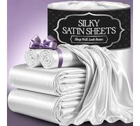 DECOLURE Parure de lit 4 pièces en Satin Doux et Soyeux avec Poche Profonde de 38,1 cm, similaire aux draps en Soie, Coutures Doubles, infroissables (Blanc)