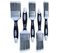 Decomarte Lot de 5 pinceaux de peinture pour armoires de peinture, petits murs de clôture, pinceaux à poils courts synthétiques lisses avec poignées souples, double épaisseur