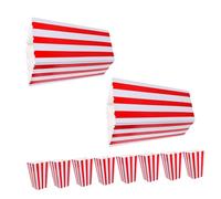 DECOMELODY 10 pièces Boîtes Popcorn à Rayures Imprimées Rouge Contenants Carton pour Fête Mariage Anniversaire et Snacks