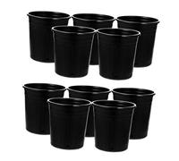 DECOMELODY 10 Pièces Pot de Fleurs Plastique Noir avec Orifices de Ventilation Contrôle des Racines et Facile à Transporter Lot pour Intérieur et Extérieur Jardinière pour Repiquage et
